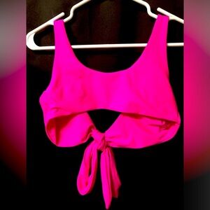 Shein brand hot pink swim top with tie